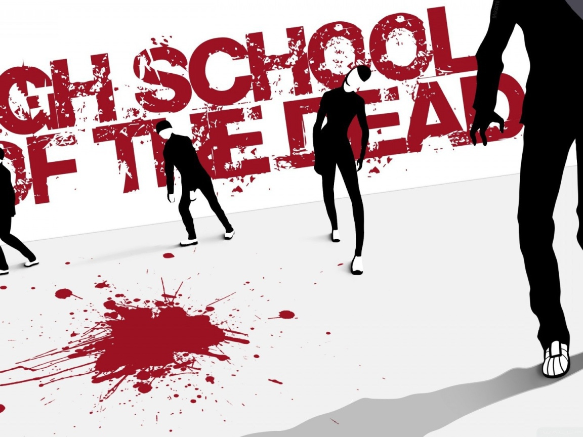 Лужа крови на постере аниме Школа Мертвецов