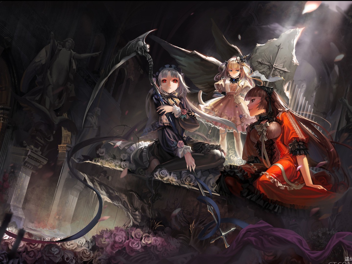 Три девушки подруги аниме