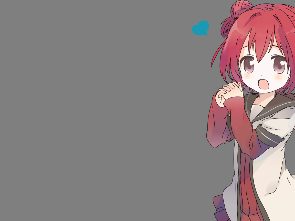 Персонаж аниме Юру юри на сером фоне