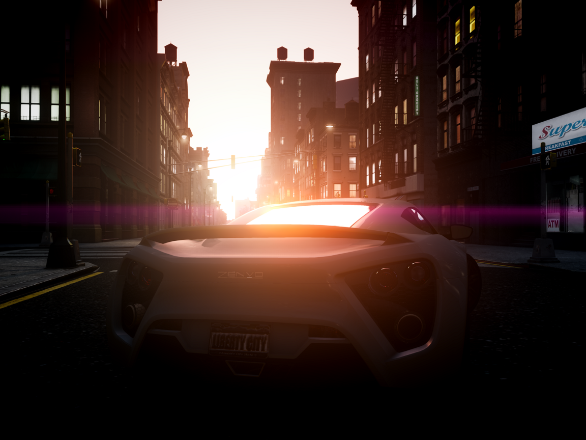 Автомобиль Zenvo ST1 на фоне заката