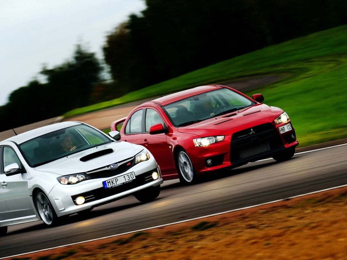 Соревнование Мицубиши и Субару