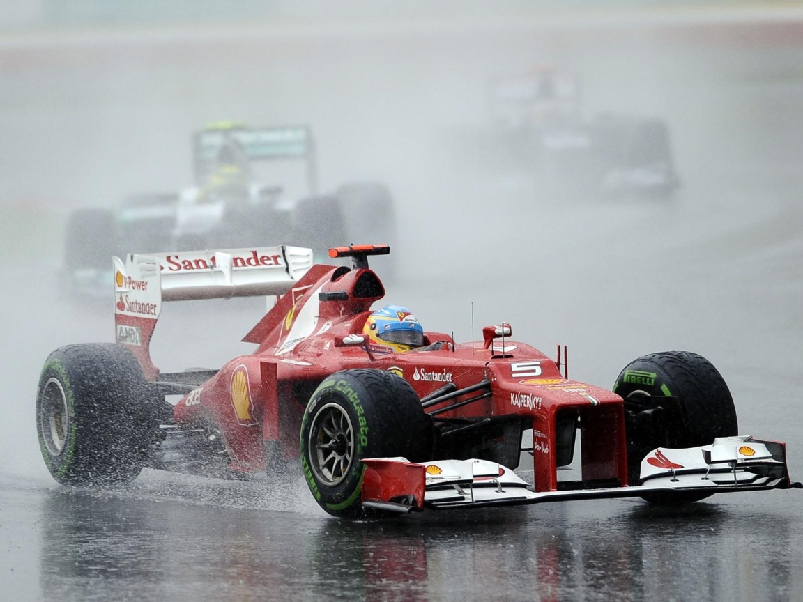 Болид Феррари во время дождя, Формула 1