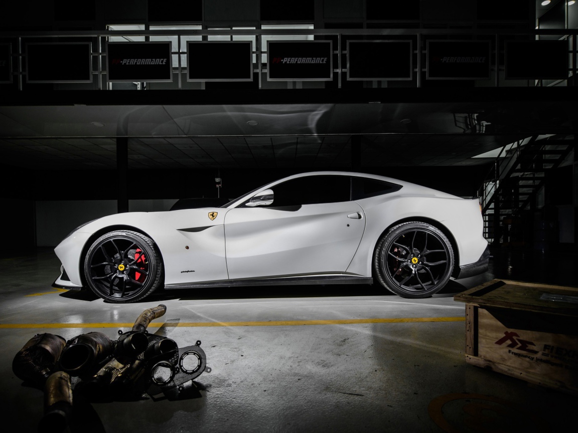 White Ferrari in the garage