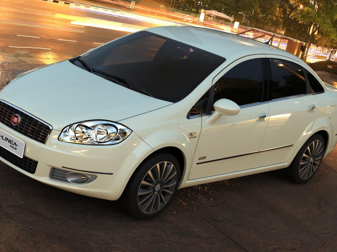 Белый Фиат у дороги