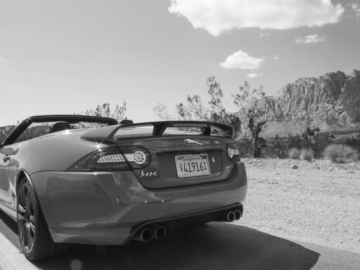 Черно белое фото автомобиля Jaguar