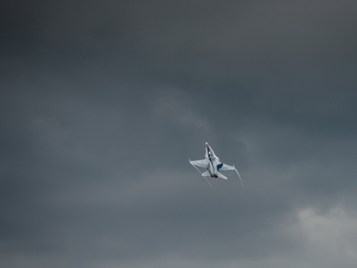 Истребитель летит в небе