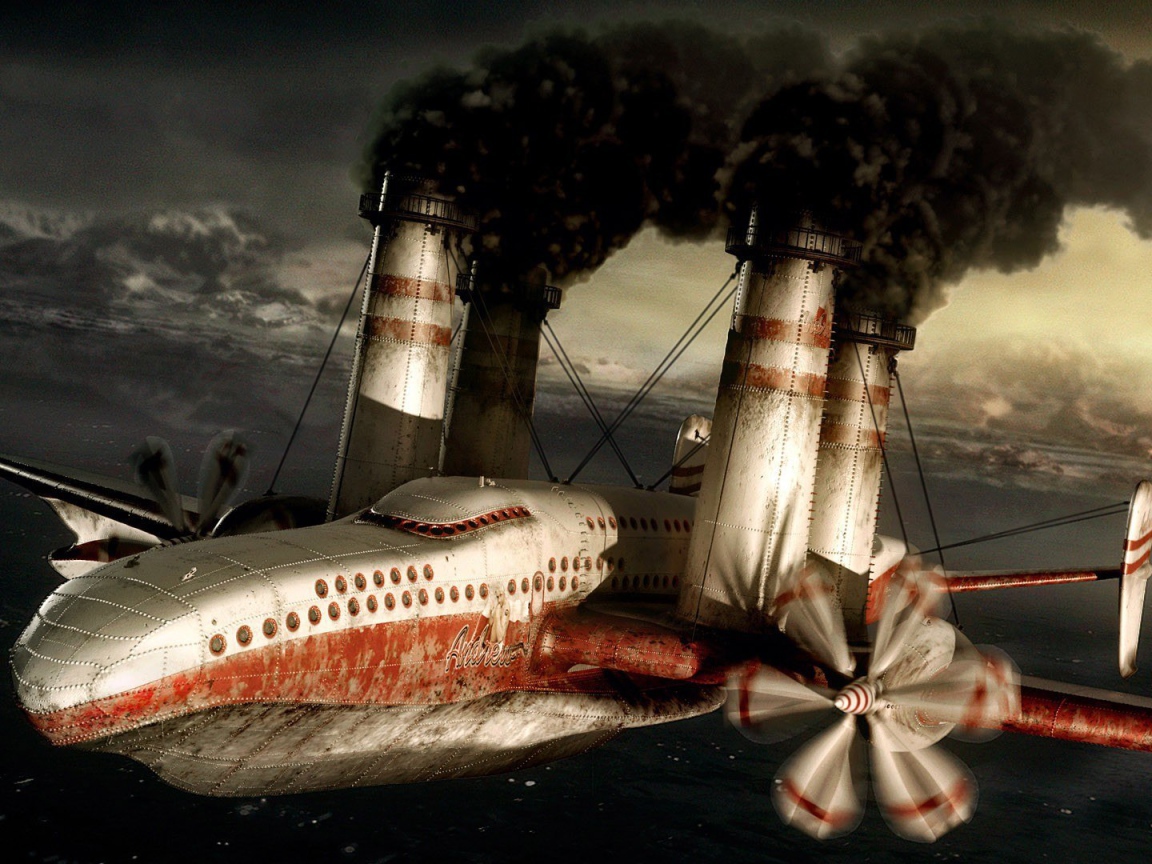 Летающий пароход на твердом топливе