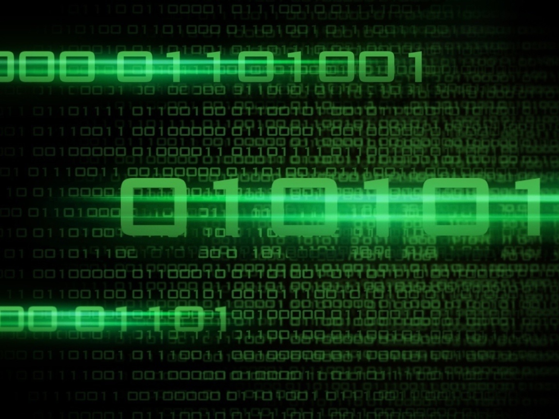 Двоичные коды, зеленые цифры на черном фоне