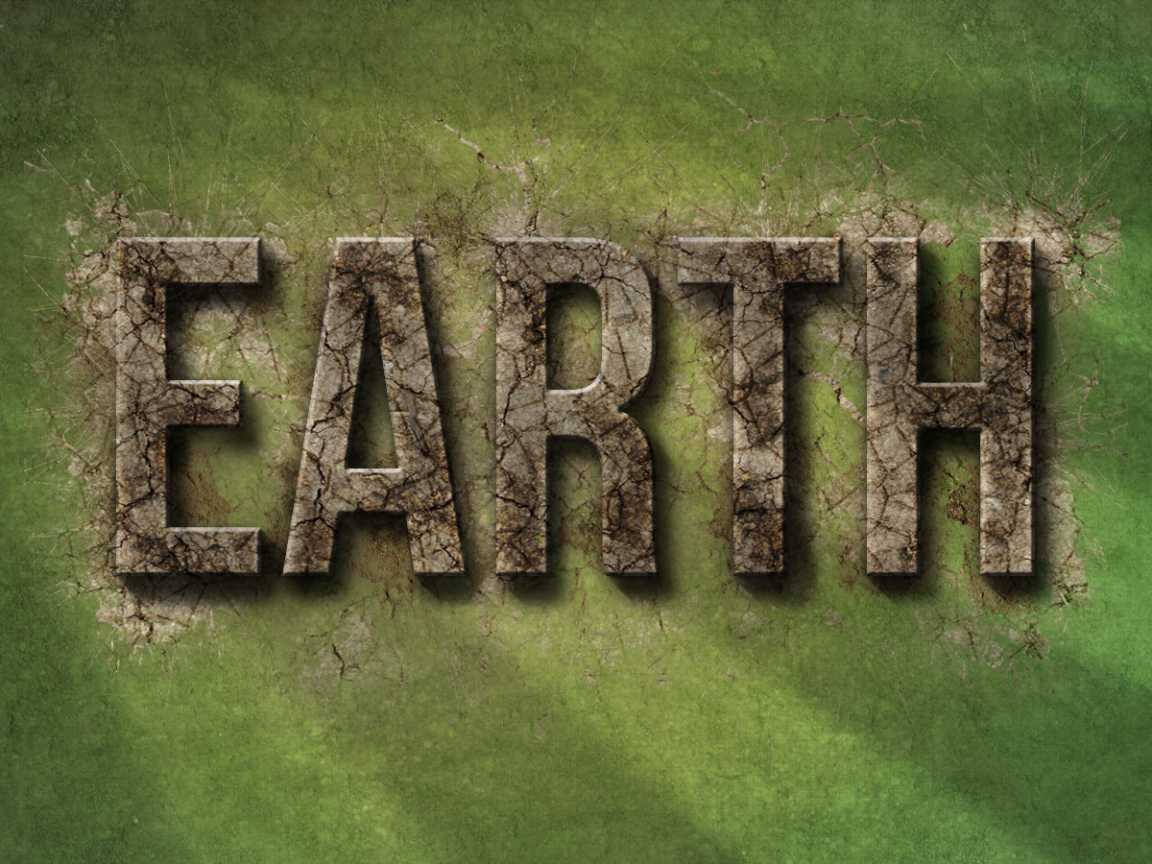 Надпись Земля, зеленый фон