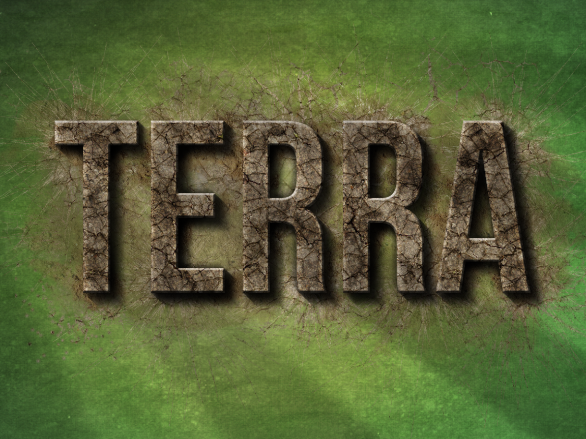 Надпись Терра, зеленый фон