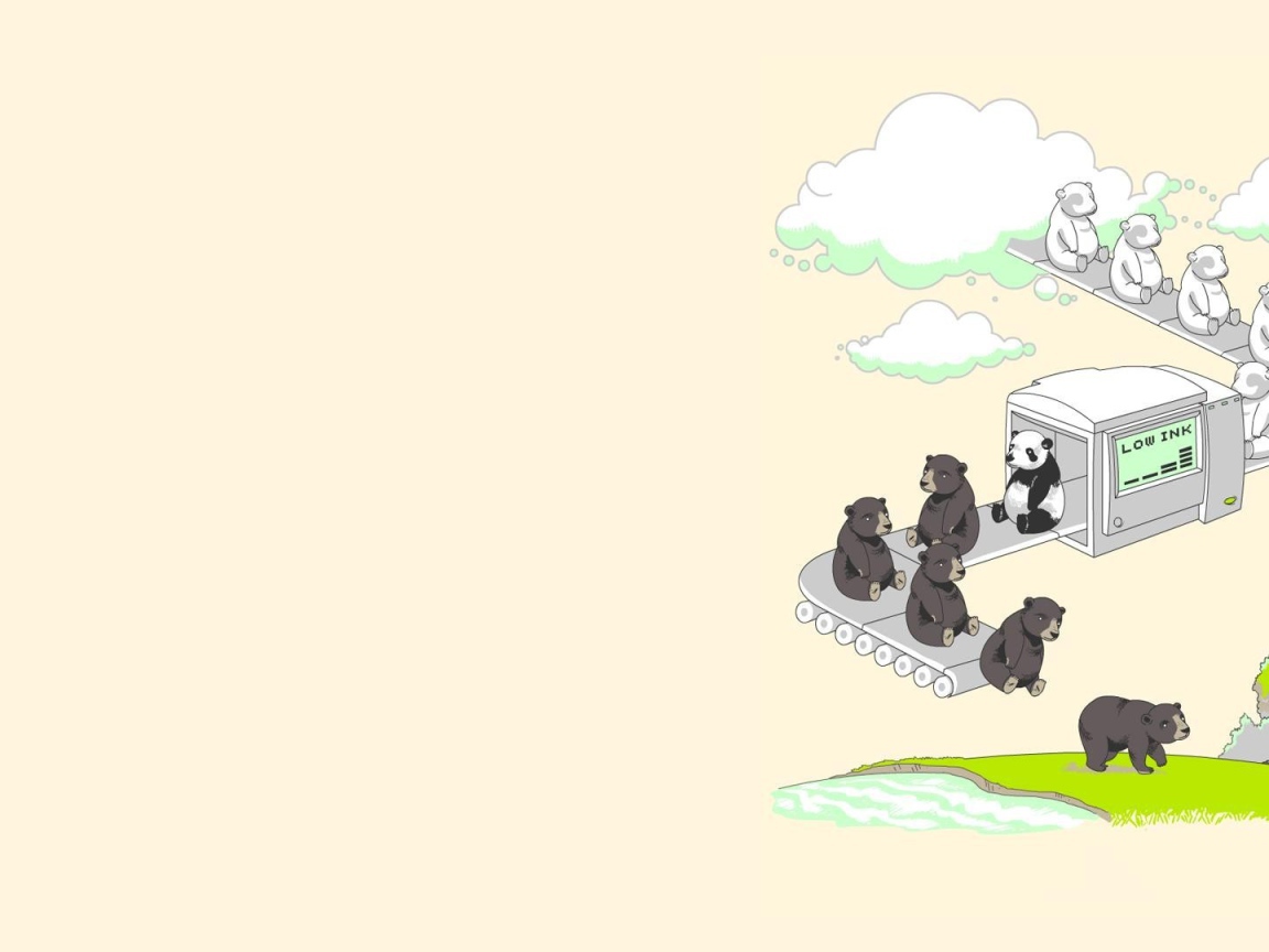 Небесная фабрика медведей, светлый фон