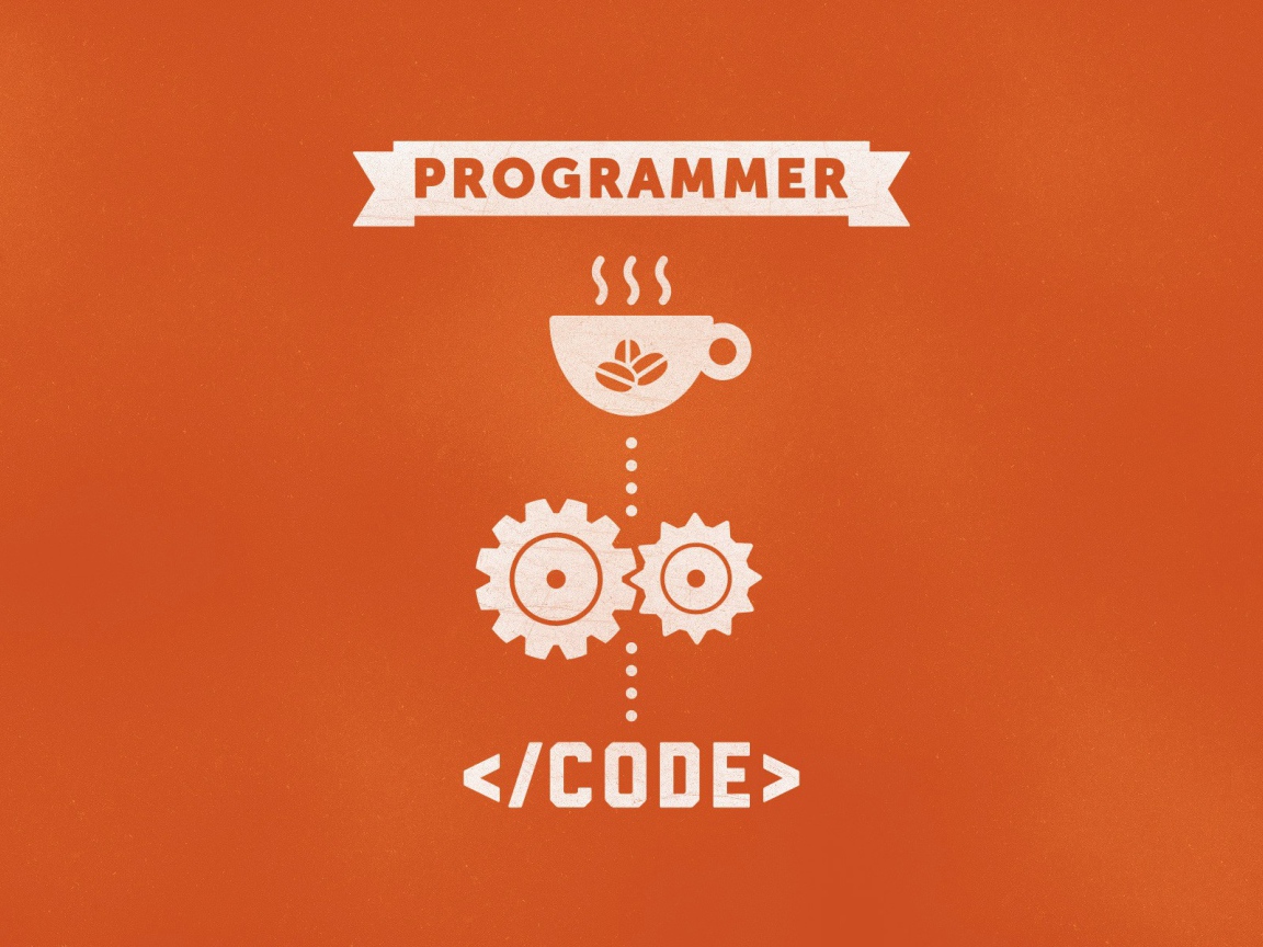 Кофе для программиста, оранжевый фон