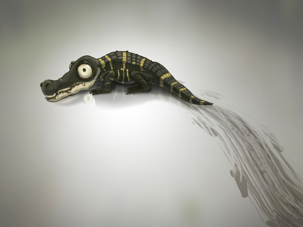 Крокодил оставил след на сером фоне