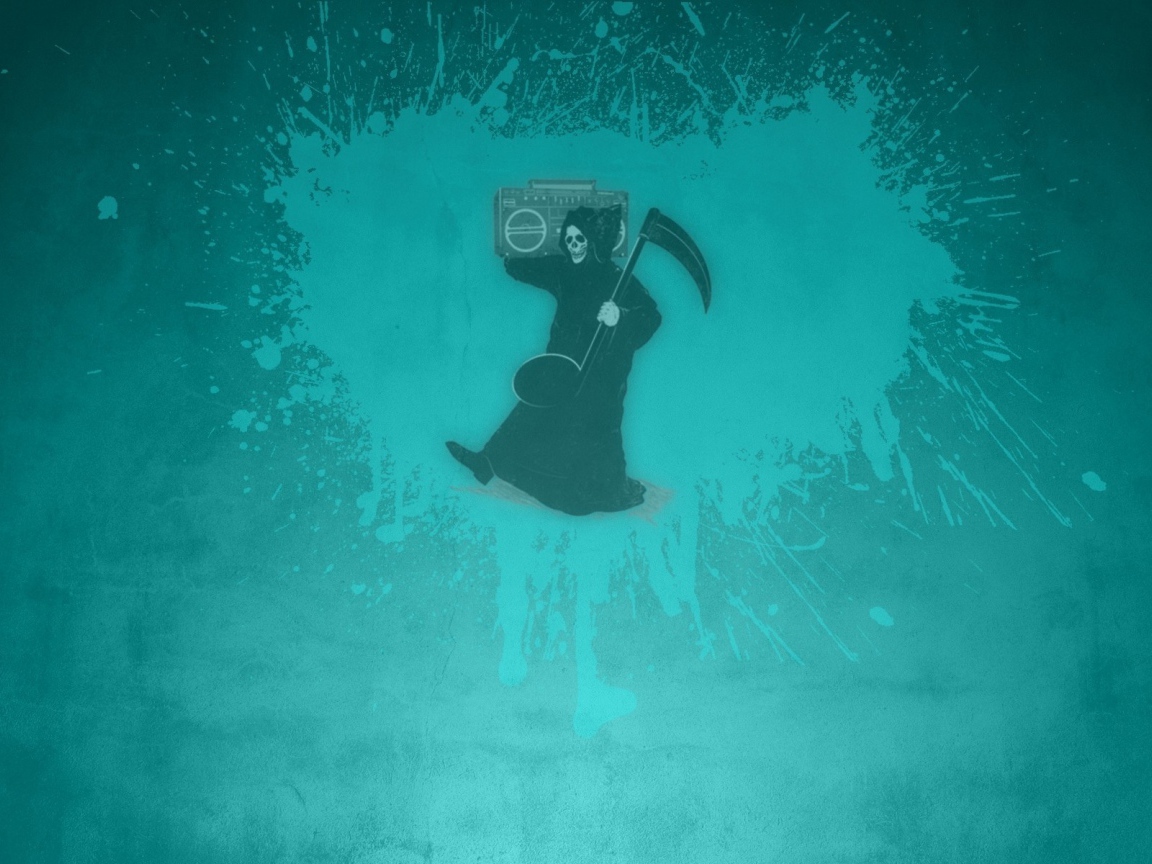 Смерть с магнитофоном, голубой фон