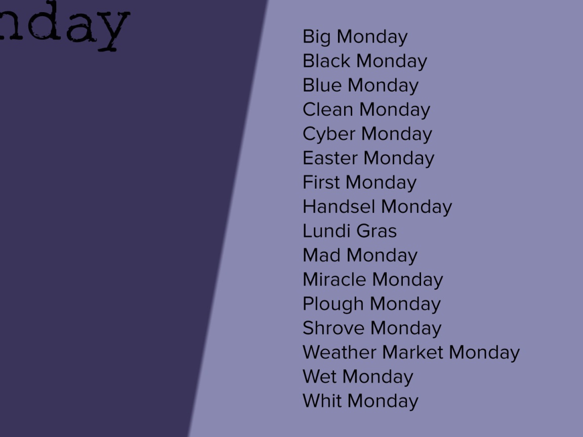 Описание понедельника на английском языке
