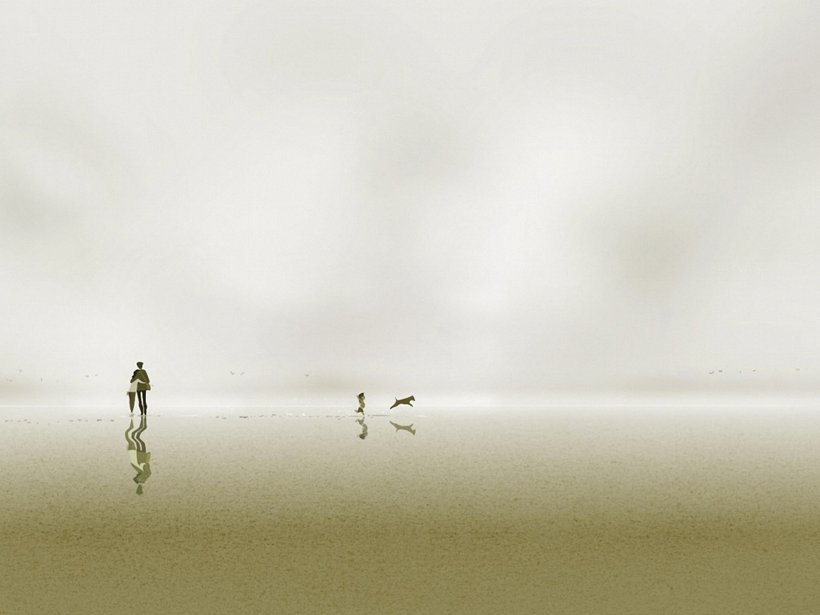 Семья с собакой на белом фоне