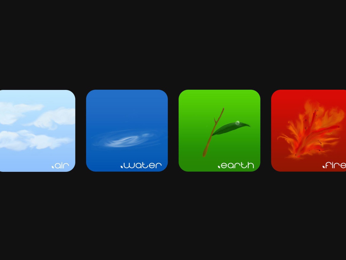 Четыре стихии на сером фоне