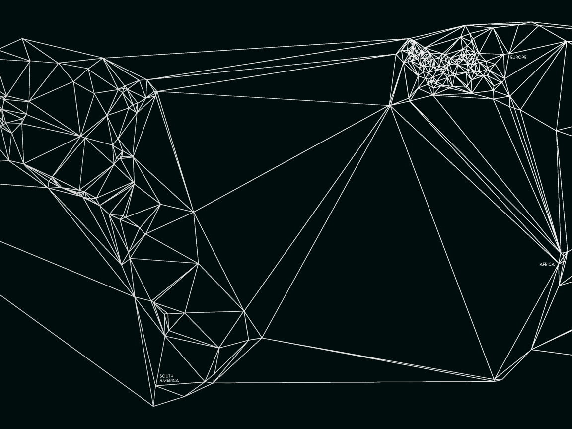 Геометрическая карта мира Nicholas Felton, черный фон