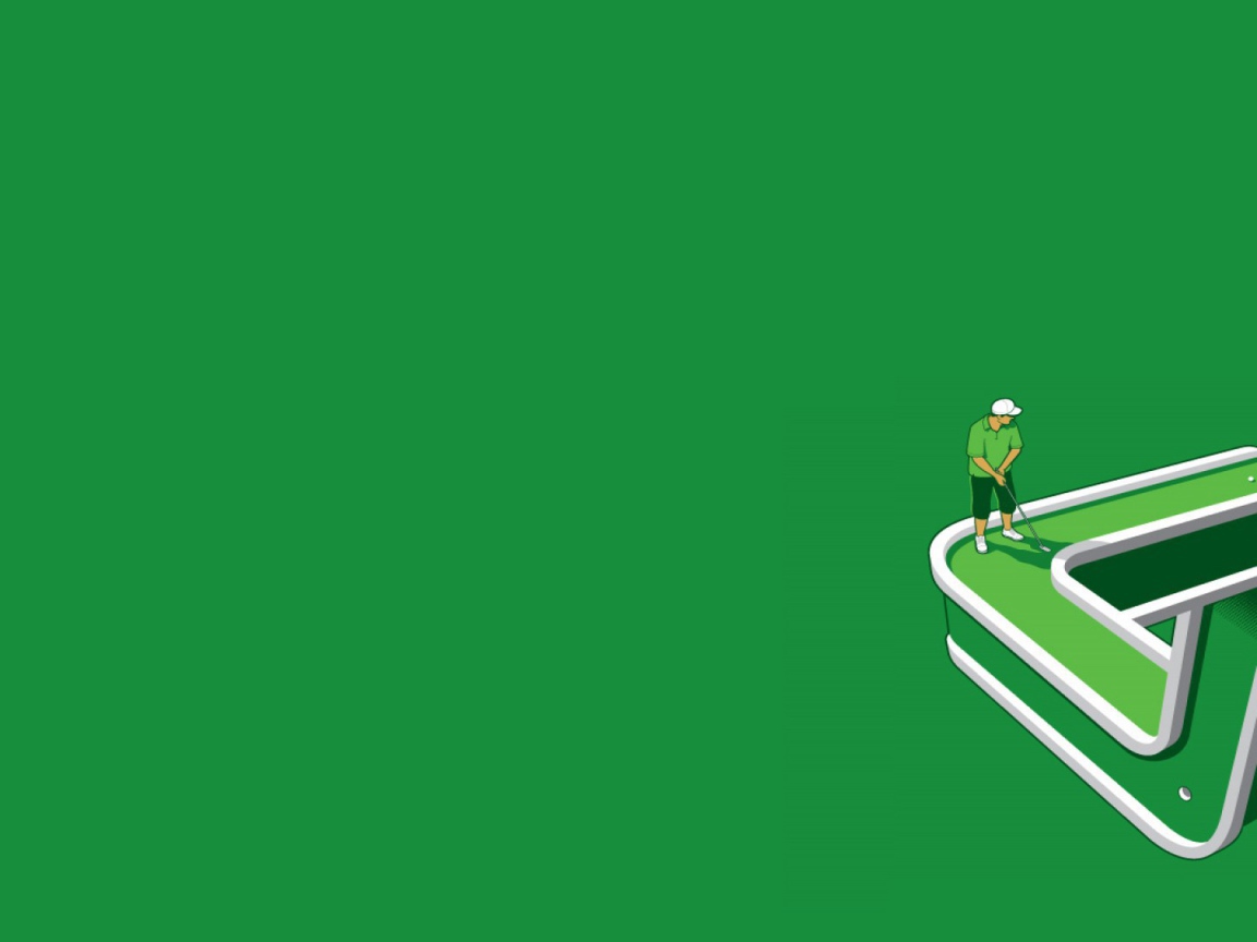 Игра в гольф, зеленый фон