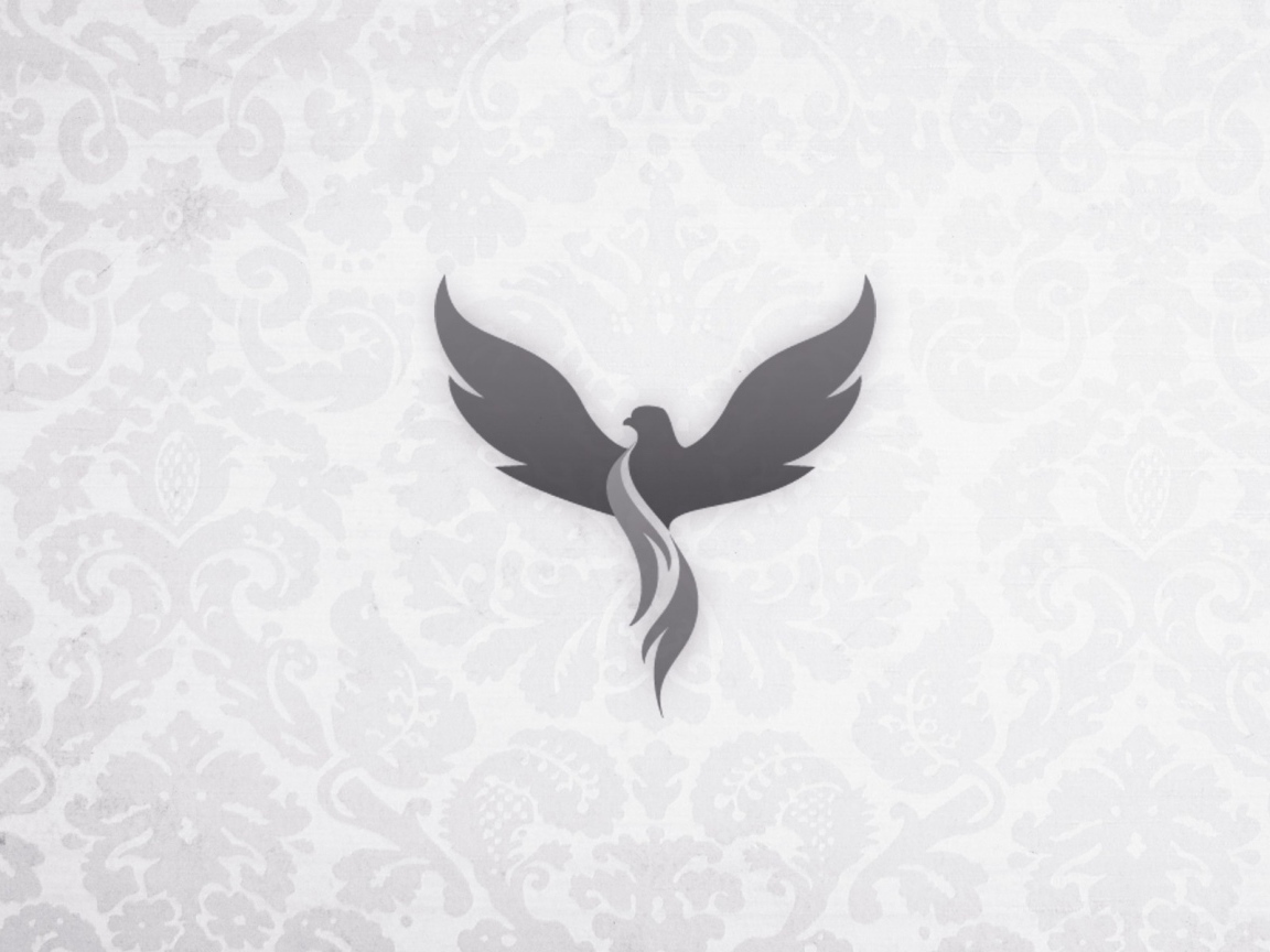 Серый феникс на светлом фоне