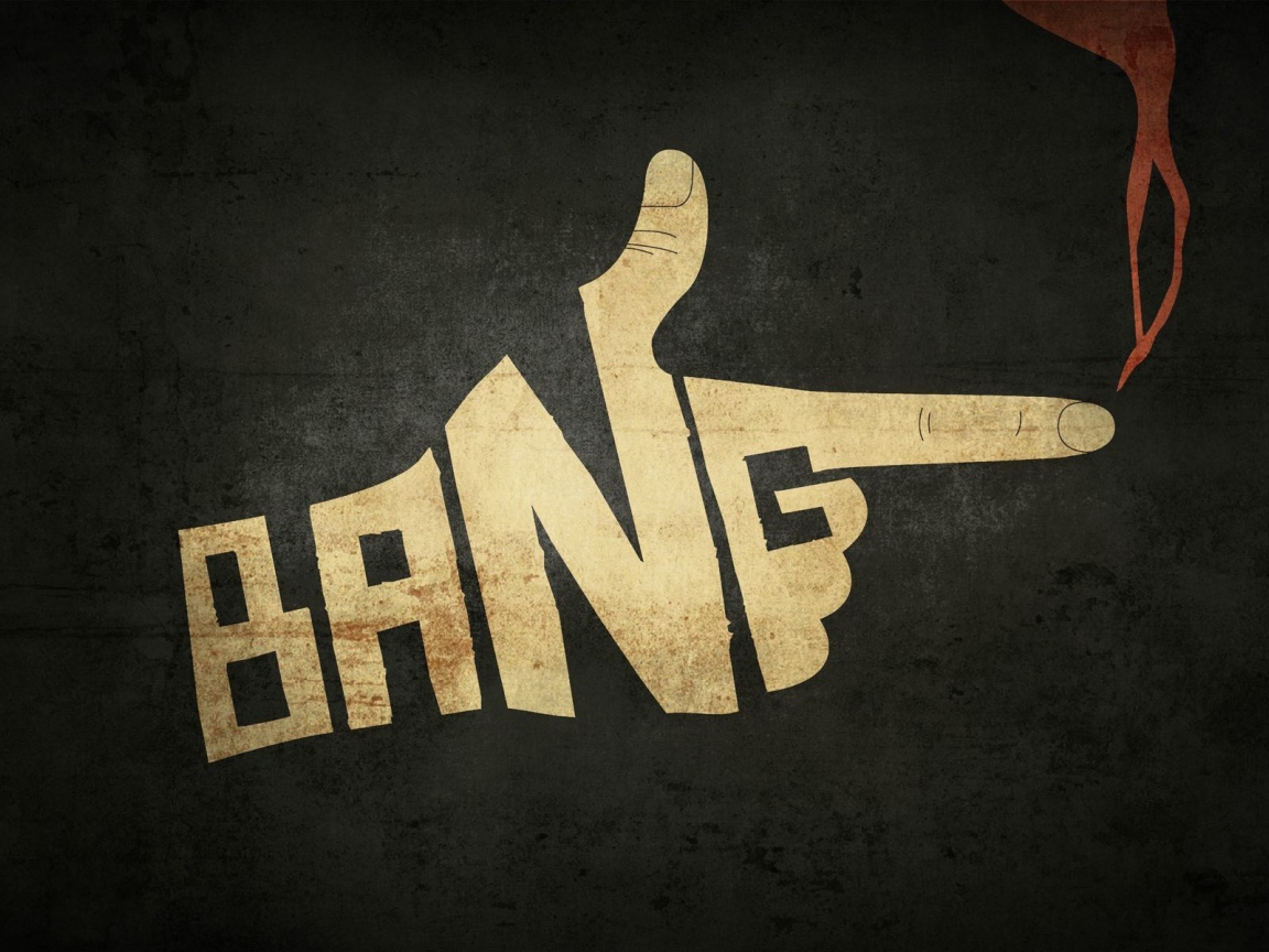 Рука пистолет, черный фон