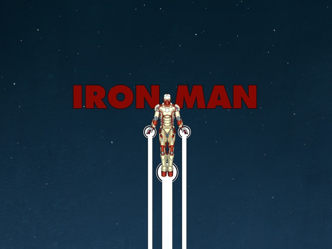 Железный человек, голубой фон со звездами