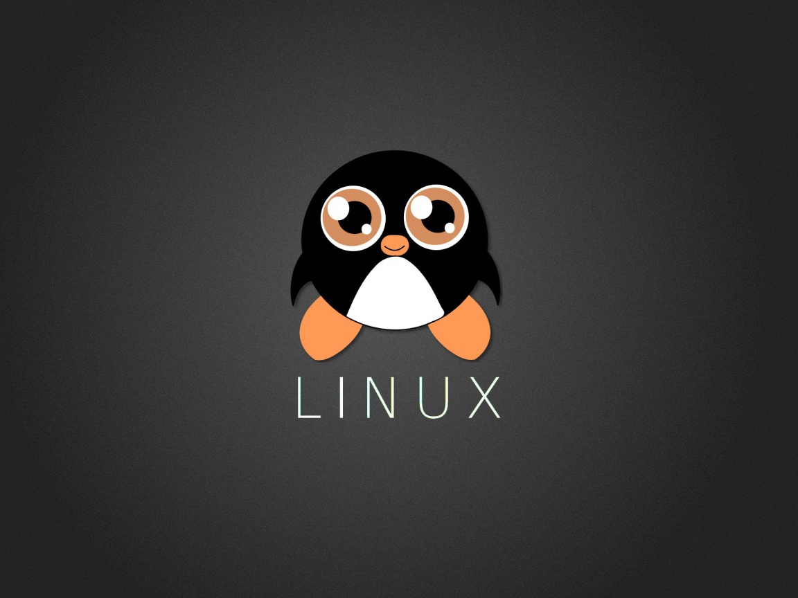 Пингвин Линукс, серый фон