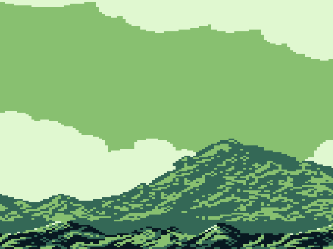 Горный пейзаж, цифровой зеленый фон