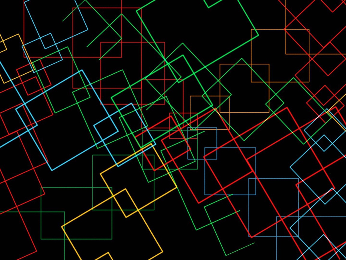 Неоновые квадраты на черном фоне