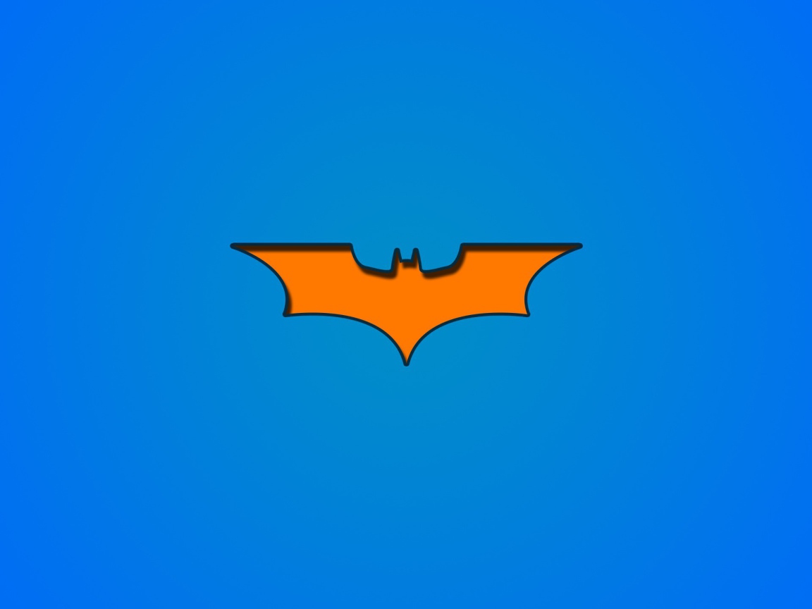 Оранжевый символ Бетмана на голубом фоне