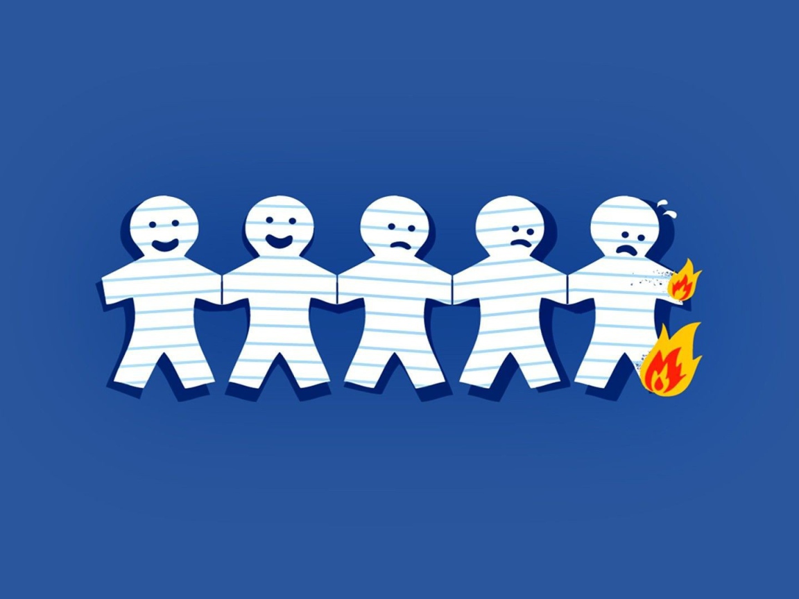 Человечки из бумаги, синий фон