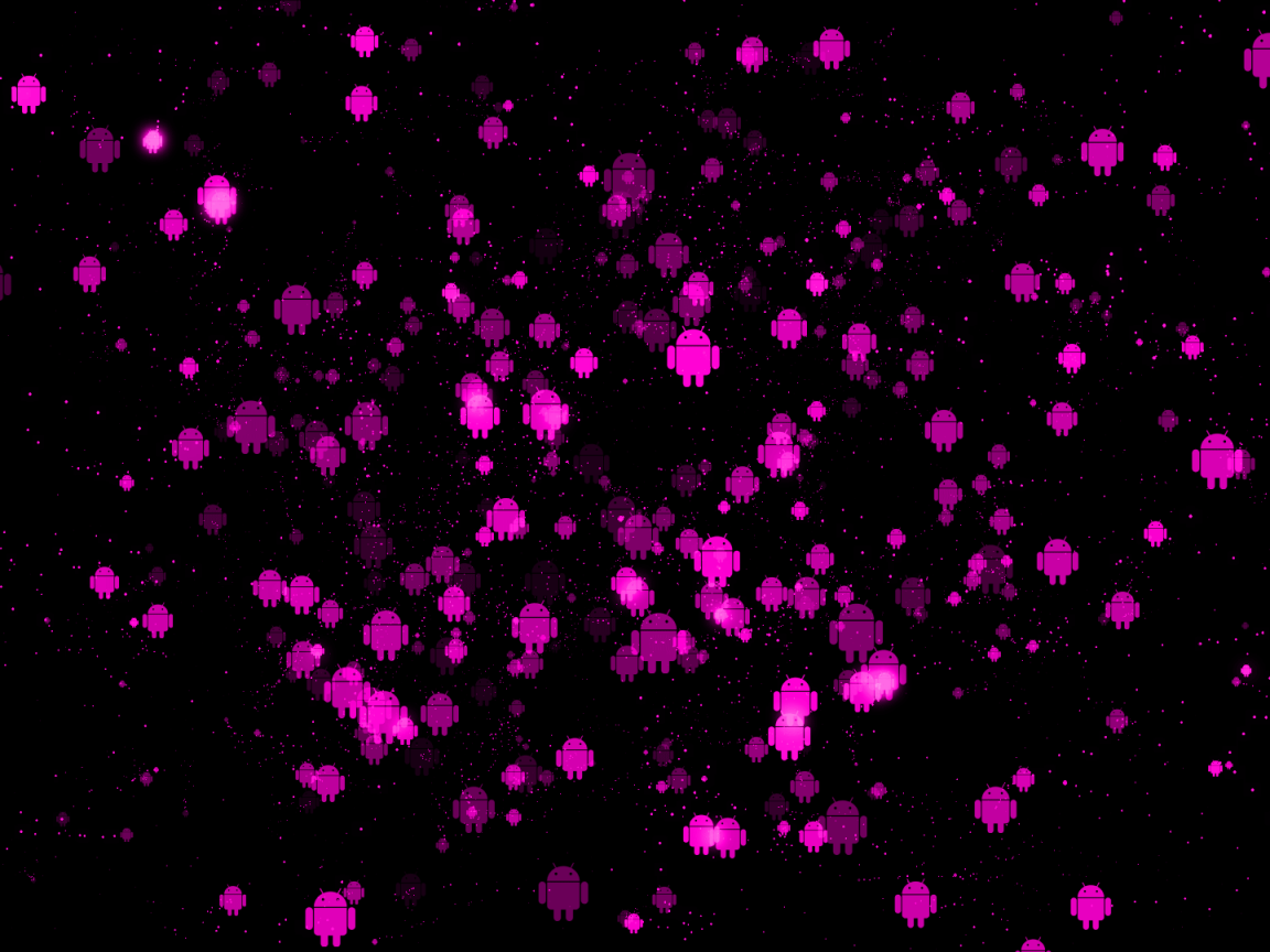 Розовые фигурки Андроида на черном фоне