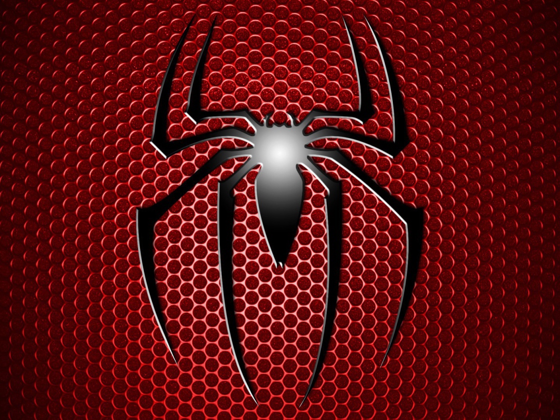 Силуэт черного паука на красной решетке