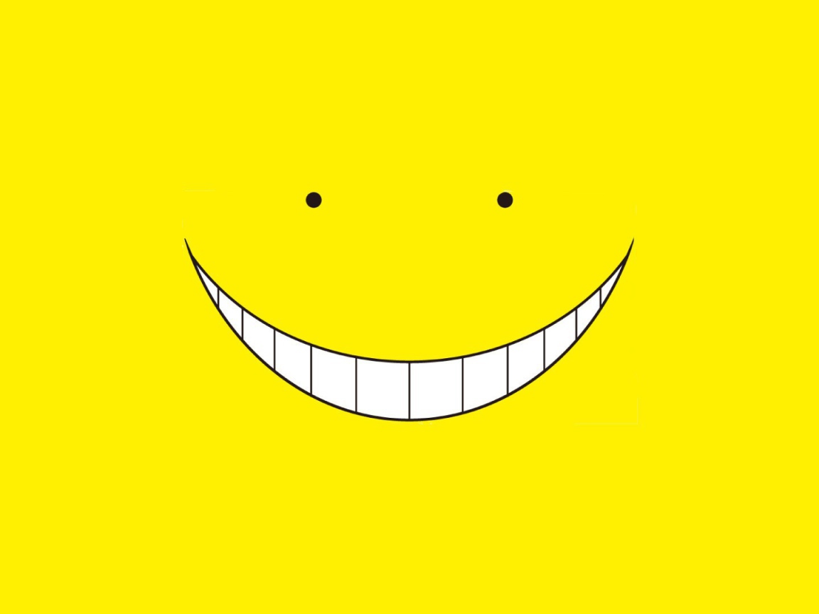 Улыбка смайлика, желтый фон