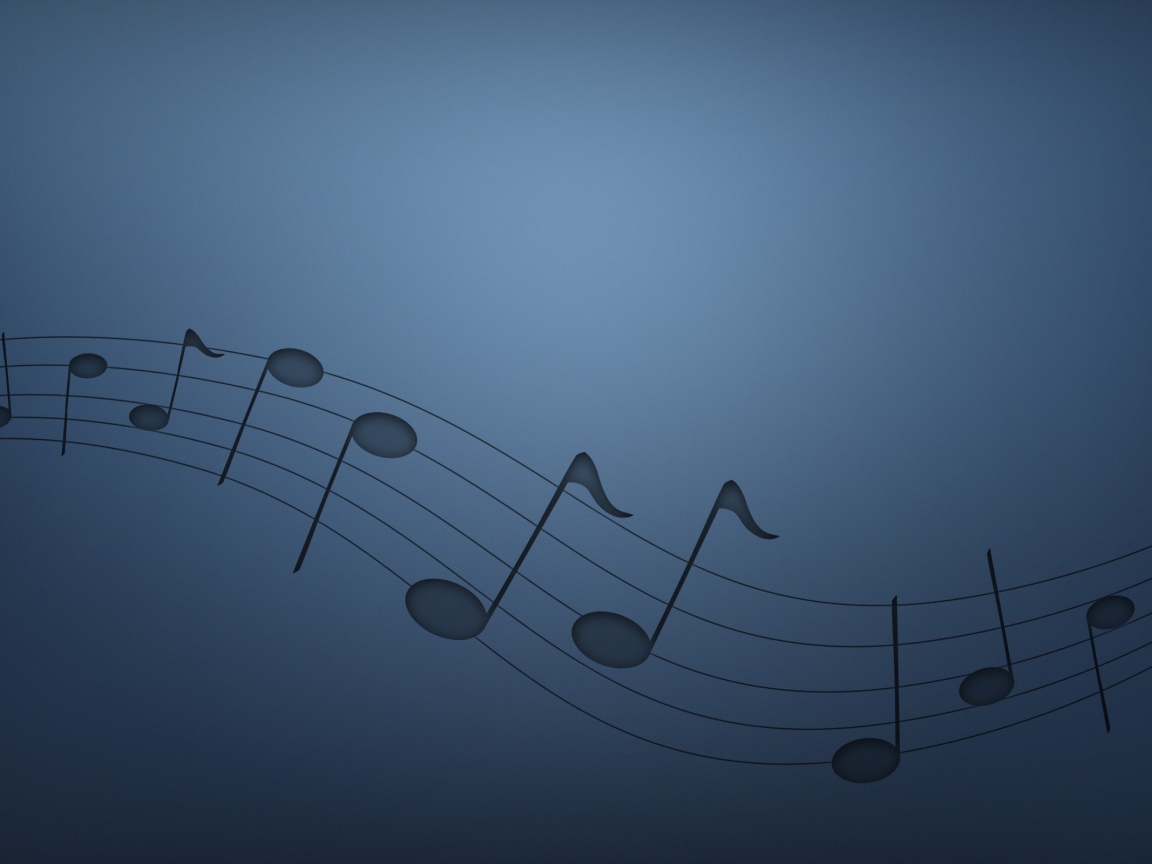 Нотный стан, голубой фон