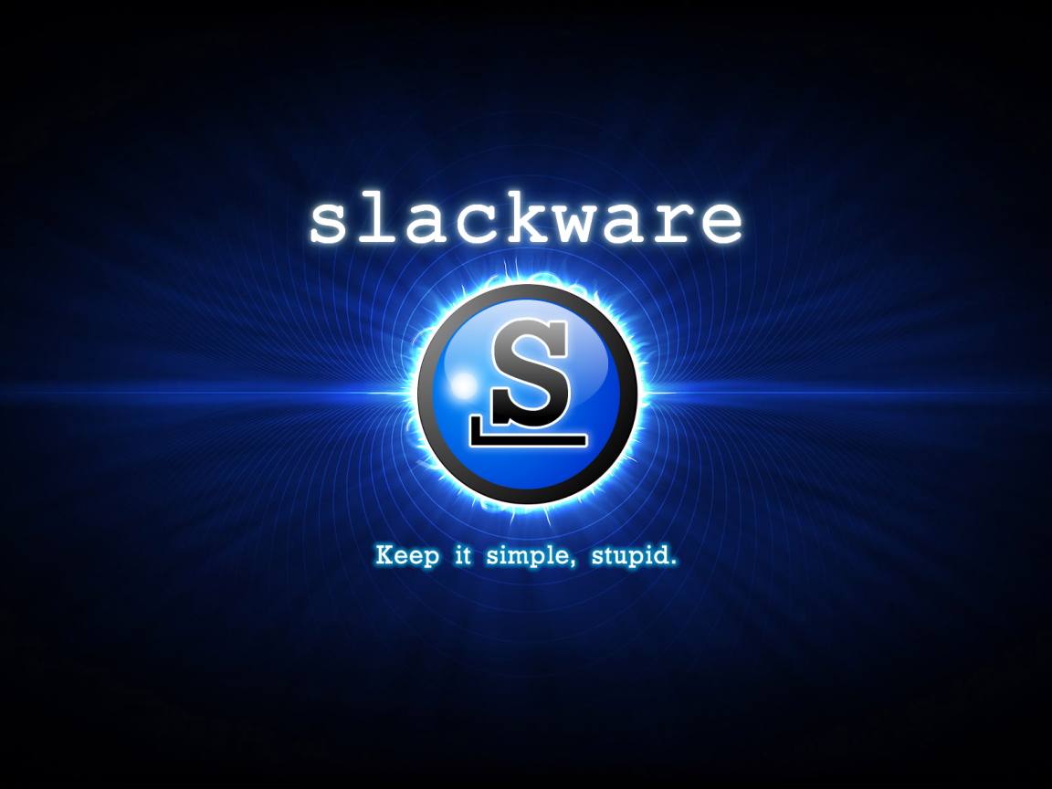Операционная система Slackware, синий фон