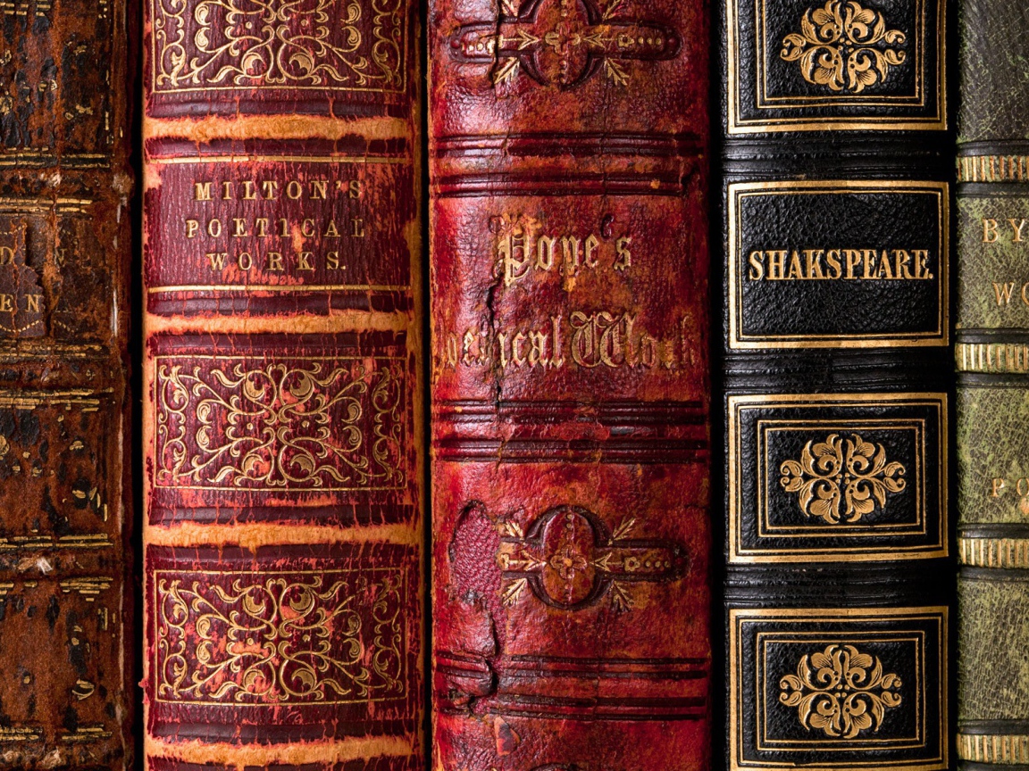 Корешки старых книг на полке библиотеки