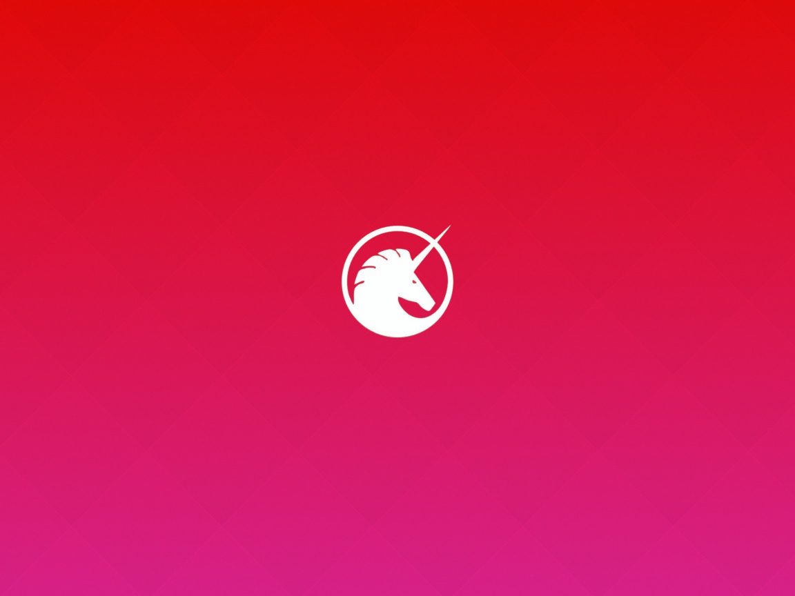 Единорог, красный фон Ubuntu