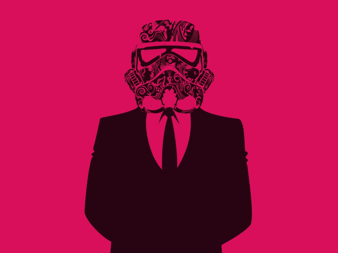Вейдер в костюме, розовый фон