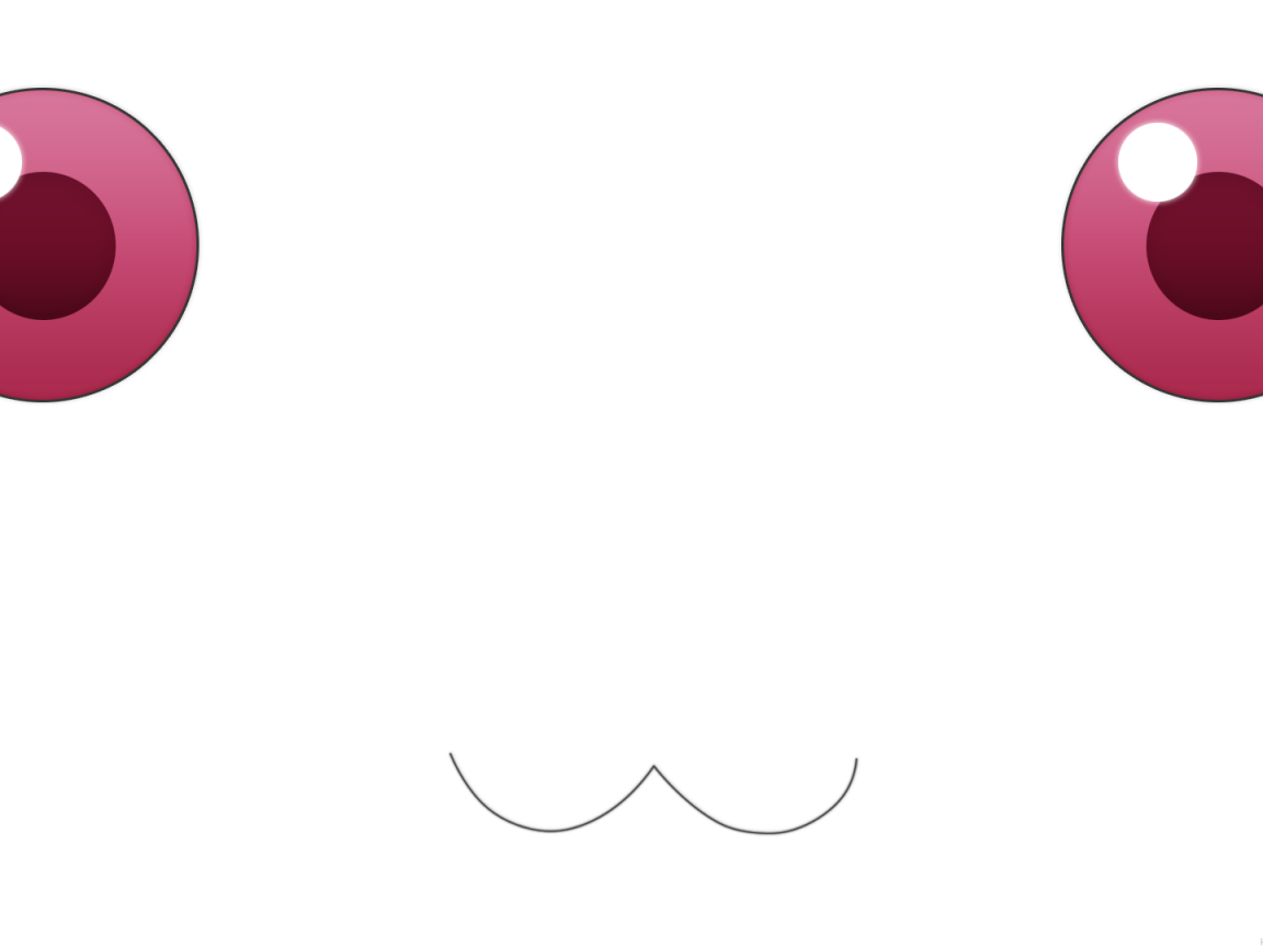 Белый фон, волшебный кот из аниме Девочка-волшебница Мадока