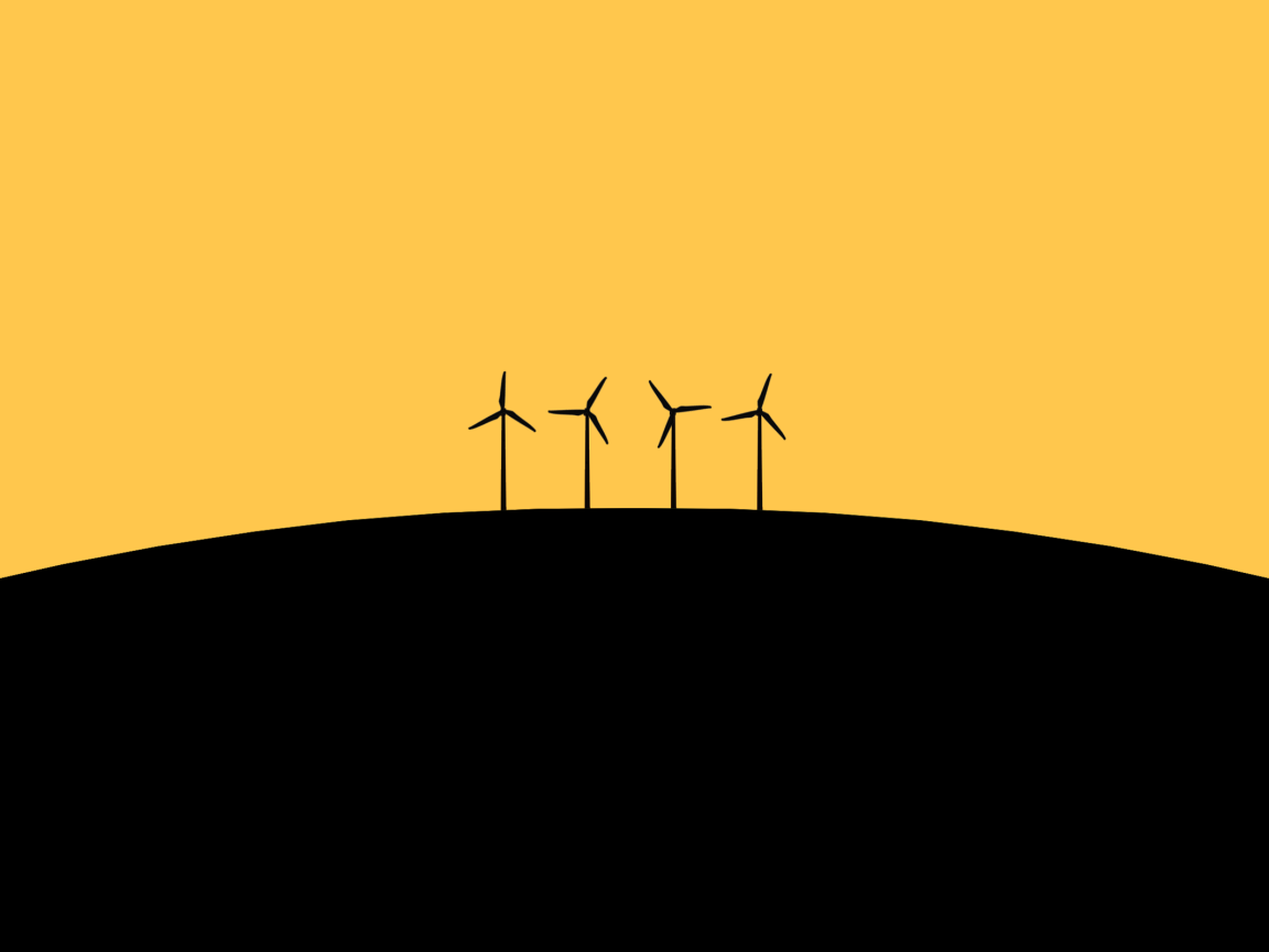 Ветрогенераторы, черно оранжевый фон