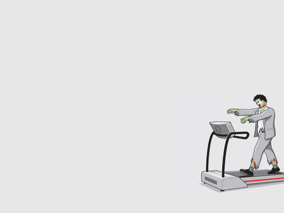 Зомби на беговой дорожке, серый фон