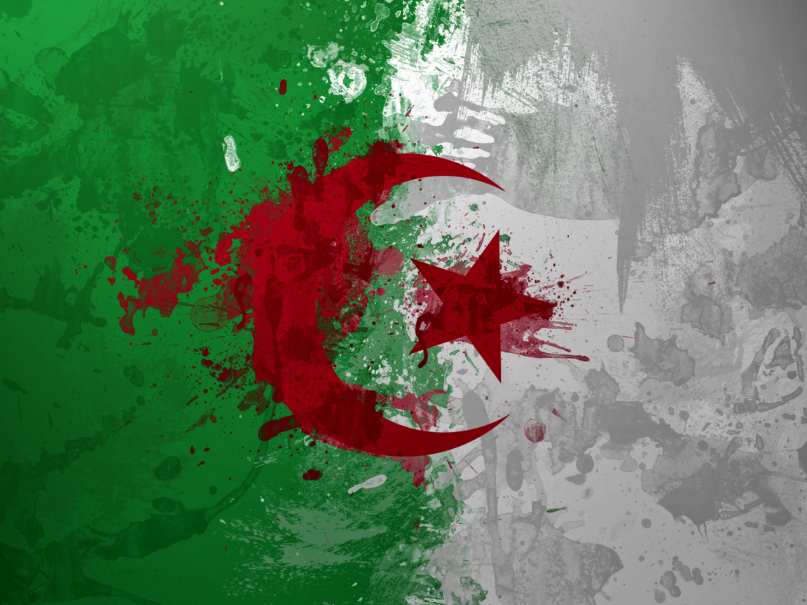 Флаг Алжира нарисованный красками