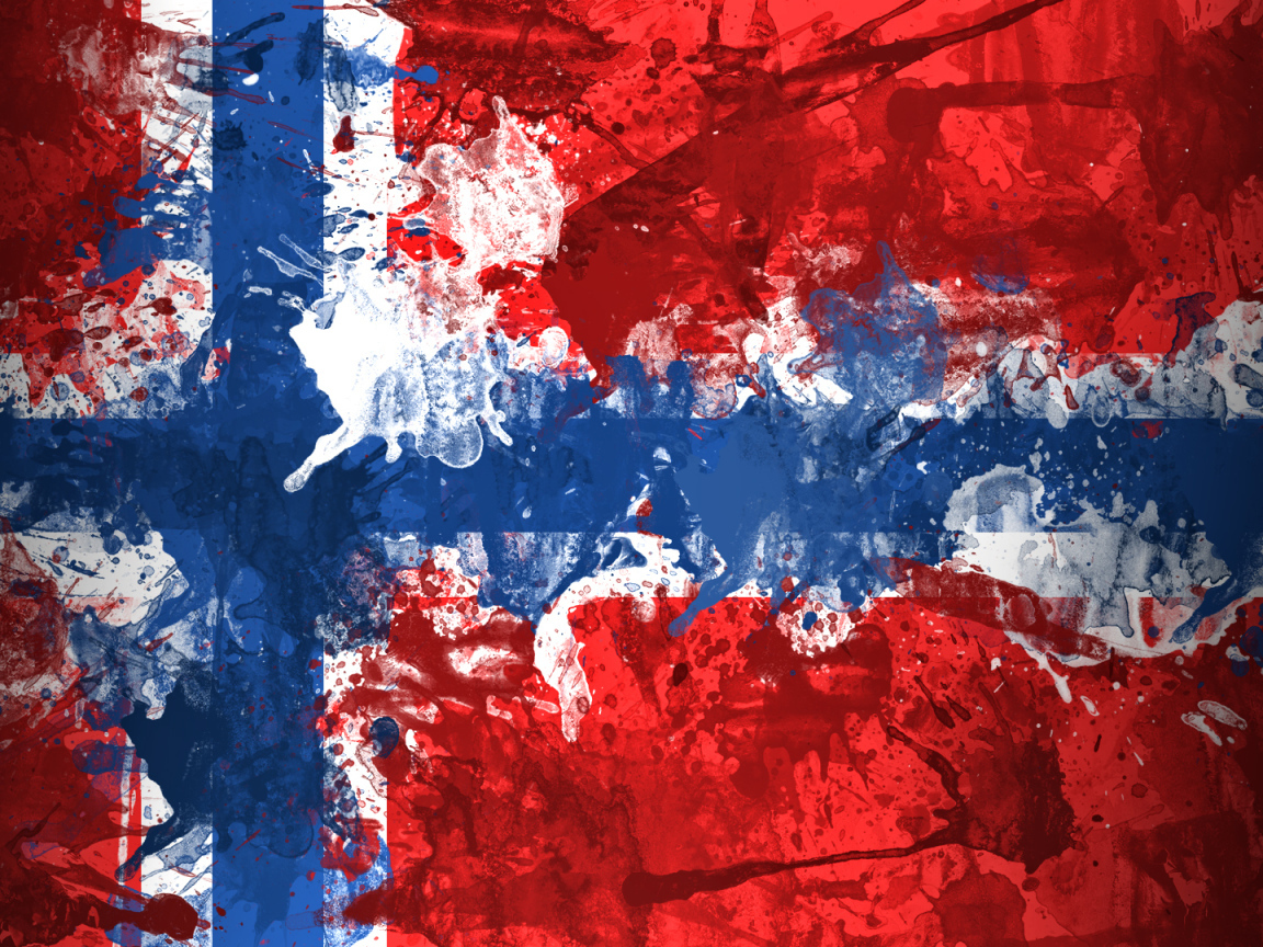 Флаг Норвегии нарисованный красками