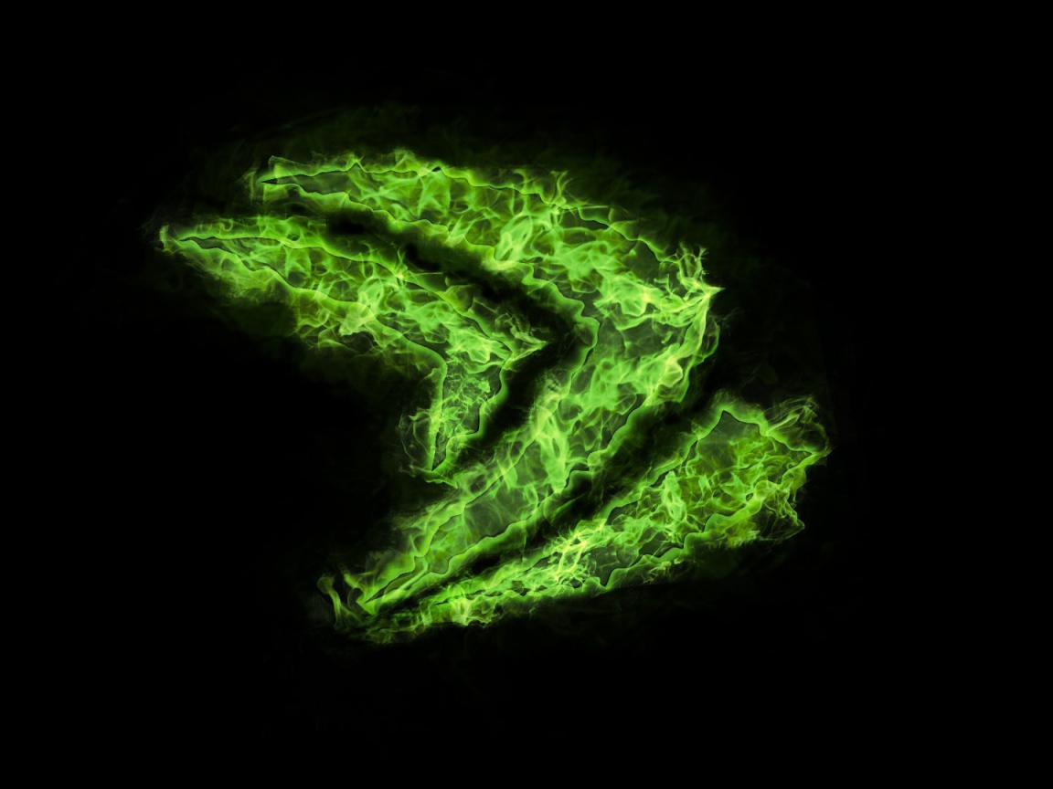 Логотип Nvidia из зеленого пламени