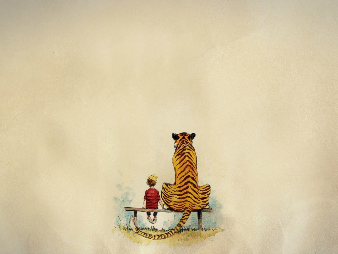 Мальчик и тигр из комикса Кельвин и Хоббс