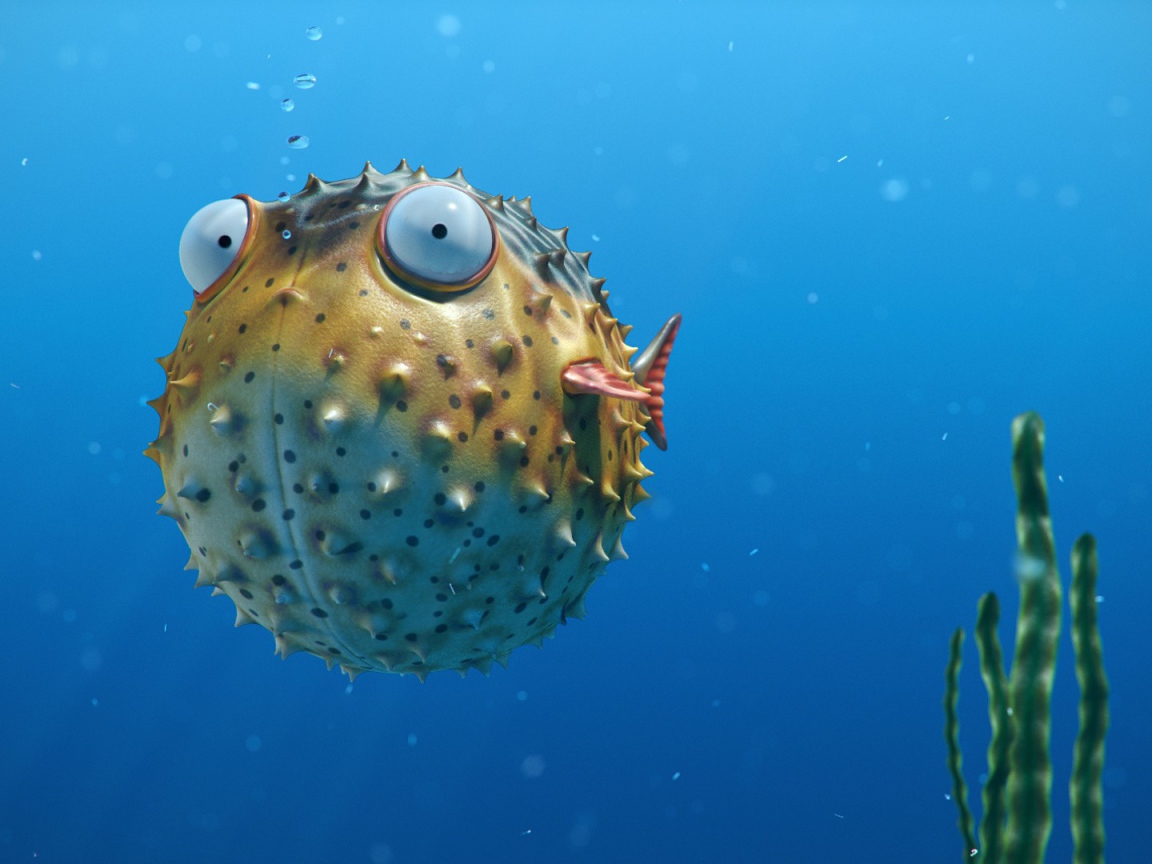 Рисованный мультфильм Corky the Blowfish