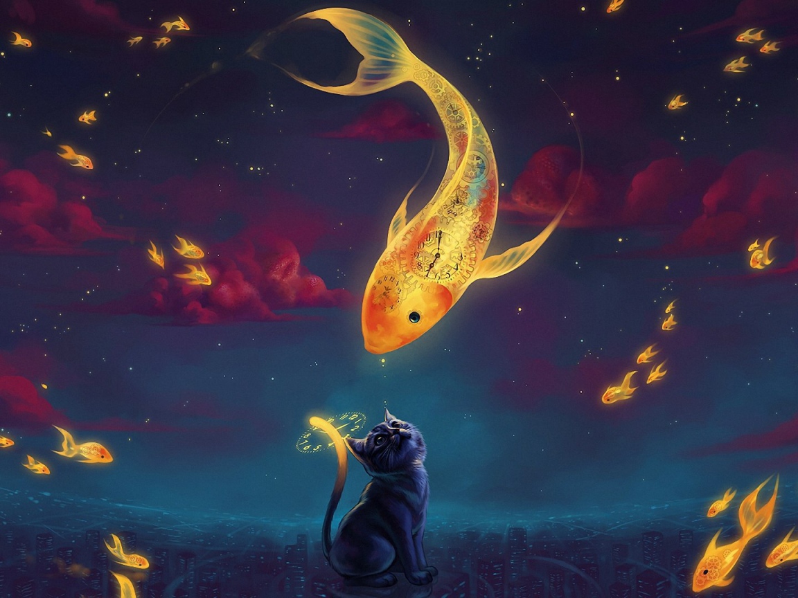 Кот и золотая рыбка