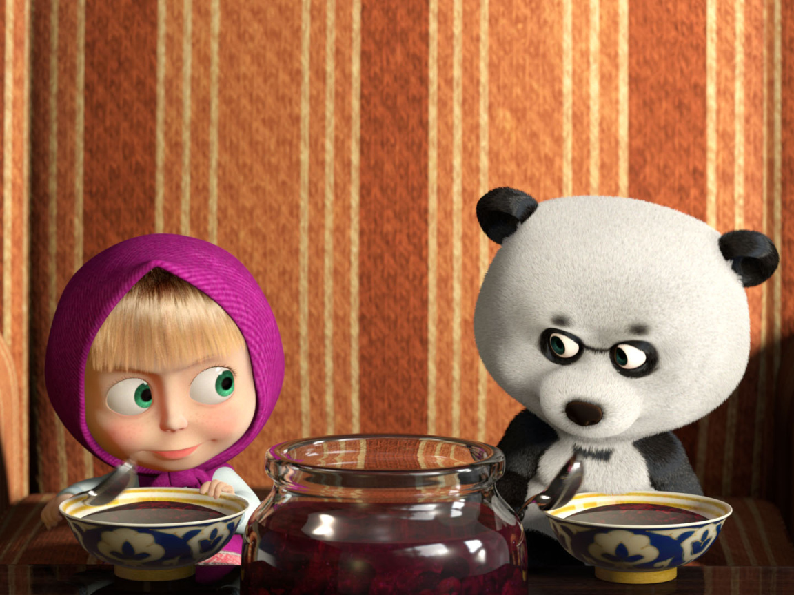 Маша кушает варенье, мультфильм Маша и медведь