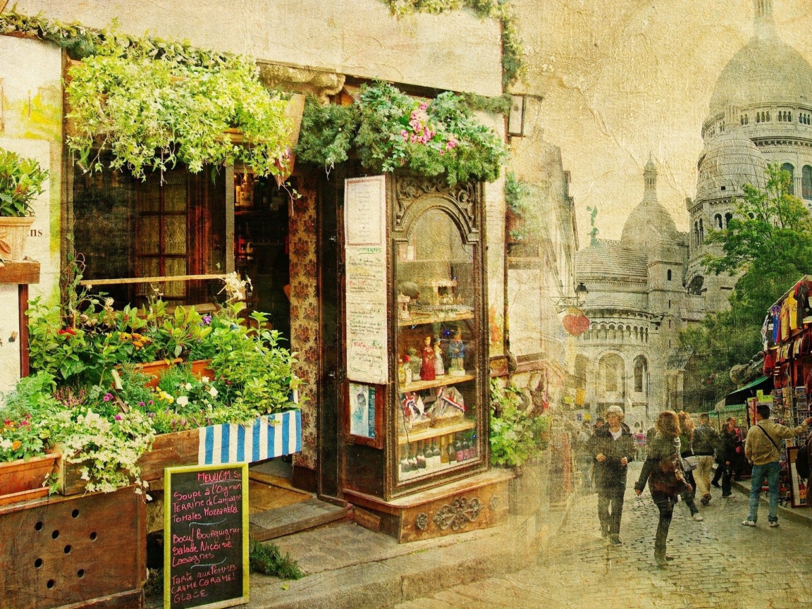 Цветочная лавка на одной из улиц Парижа